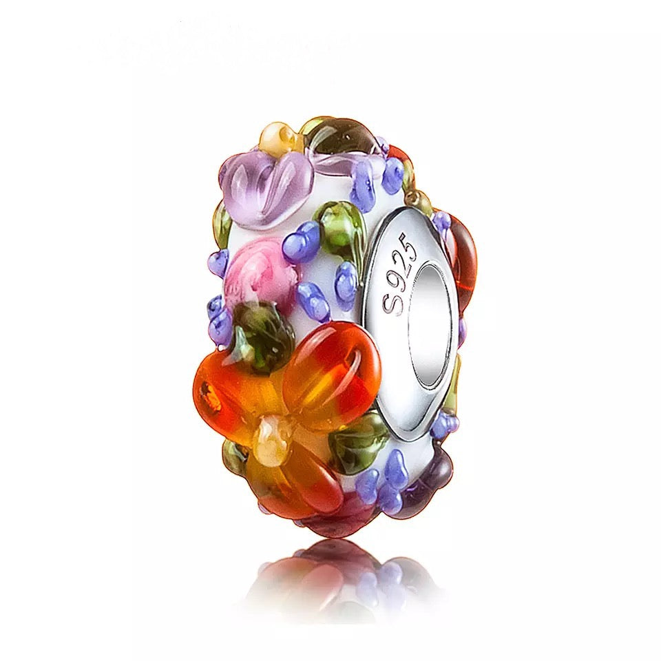 CHANEL – Sterling Silver and Murano Glass Flower Bud Set 